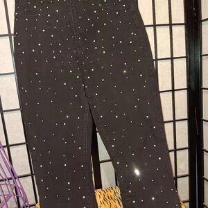 Black Rhinestone Embellished Jeans Size  15